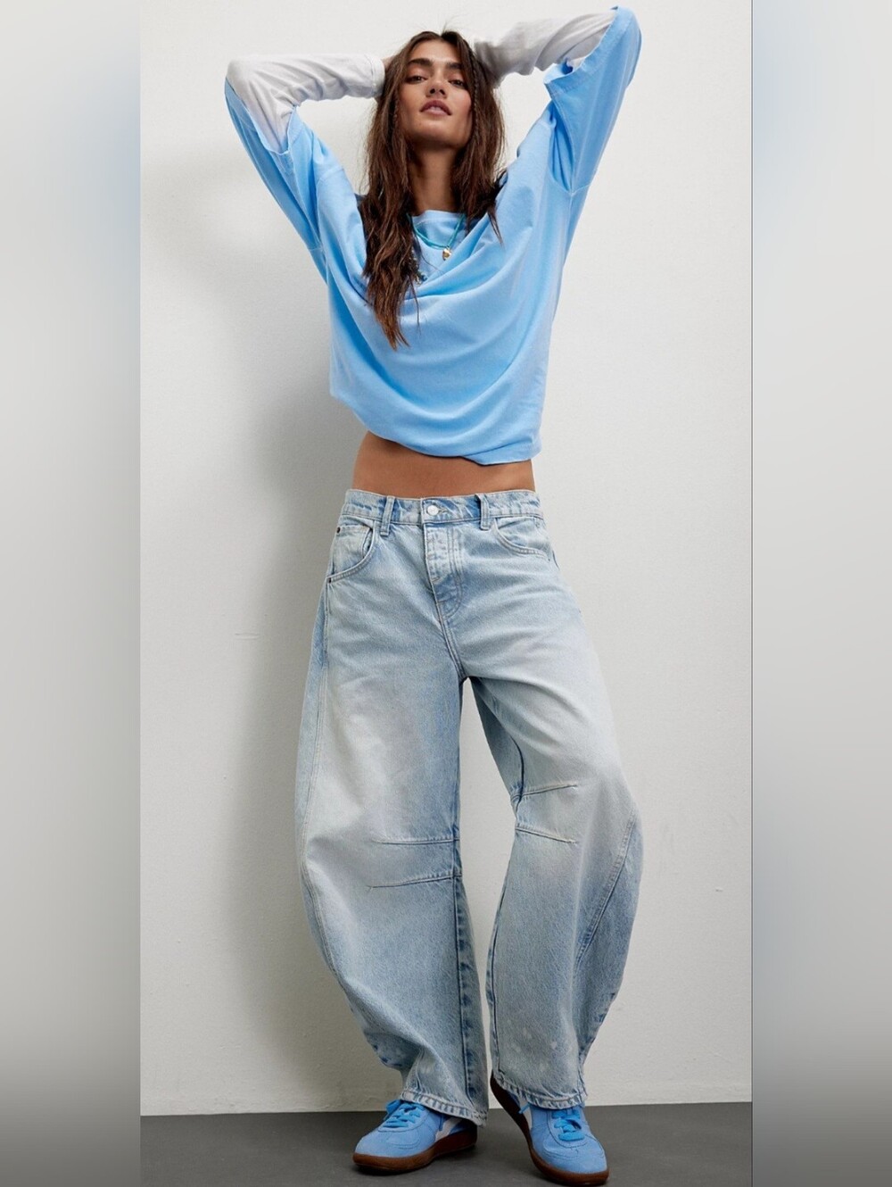 WE THE FREE PEOPLE GOOD LUCK MID RISE BARREL JEANS
